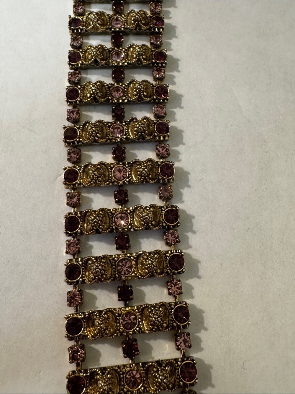 Henri Bendel Gold Bracelet with Deep Purple and Light Purple Stones 002 - Picture 4 of 5